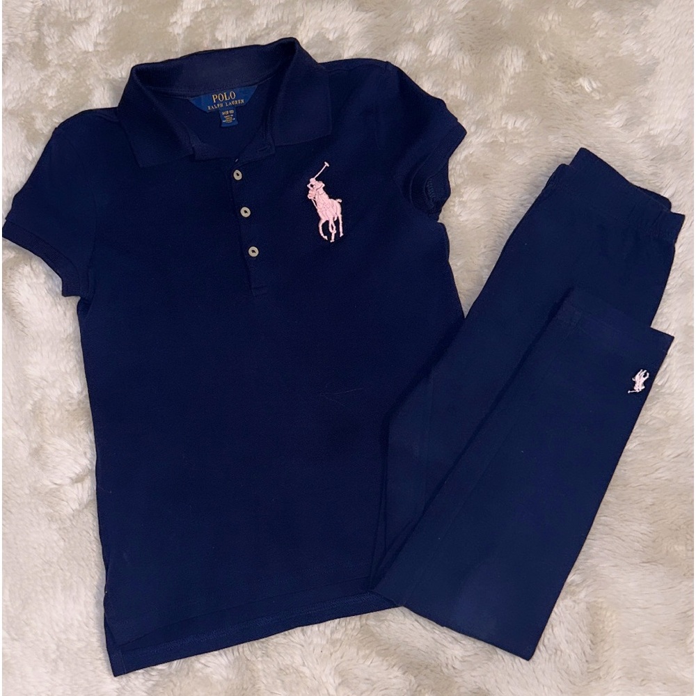 Navy blue and  baby pink kids polo matching set